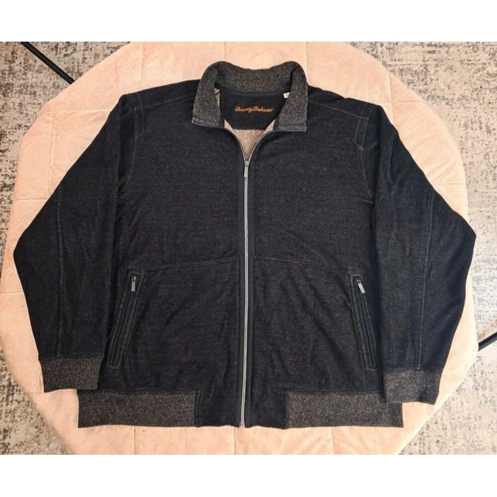 Tommy Bahama Tobago Men’s XXL Charcoal Full Zip Cotton Sweatshirt